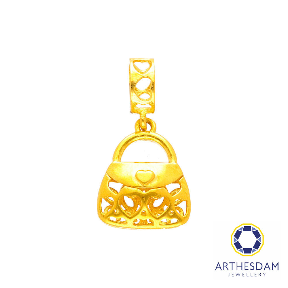 Gold shop handbag charm