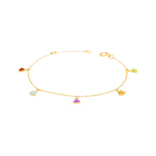 Load image into Gallery viewer, Arthesdam Jewellery 18K Yellow Gold Iris Multi Gemstones Dangle Bracelet
