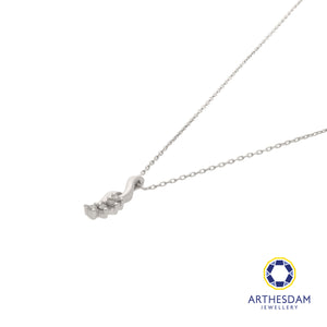 Arthesdam Jewellery 9K White Gold 4Diamond Pendant Chain Set 0.05CT