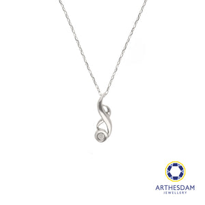 Arthesdam Jewellery 9K White Gold Single Diamond Pendant Chain Set 0.02CT