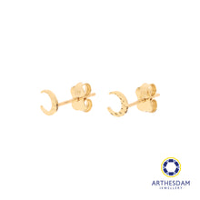 Load image into Gallery viewer, Arthesdam Jewellery 18K Yellow Gold Sparkle Crescent Moon Earrings
