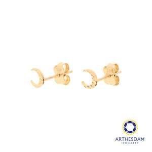 Arthesdam Jewellery 18K Yellow Gold Sparkle Crescent Moon Earrings