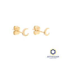 Load image into Gallery viewer, Arthesdam Jewellery 18K Yellow Gold Sparkle Crescent Moon Earrings
