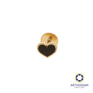 Arthesdam Jewellery 18K Gold Black Heart Single Stud Earring (Flat-back)