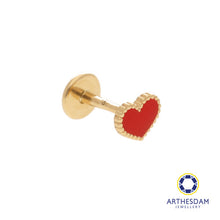 Load image into Gallery viewer, Arthesdam Jewellery 18K Gold Red Heart Single Stud Earring (Flat-back)
