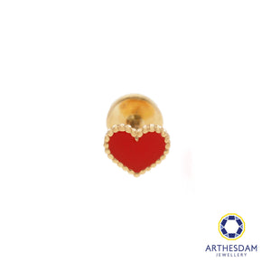 Arthesdam Jewellery 18K Gold Red Heart Single Stud Earring (Flat-back)