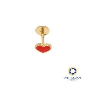 Arthesdam Jewellery 18K Gold Red Heart Single Stud Earring (Flat-back)