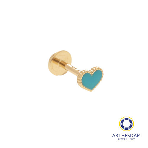 Arthesdam Jewellery 18K Gold Blue Heart Single Stud Earring (Flat-back)