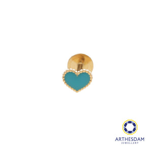 Arthesdam Jewellery 18K Gold Blue Heart Single Stud Earring (Flat-back)