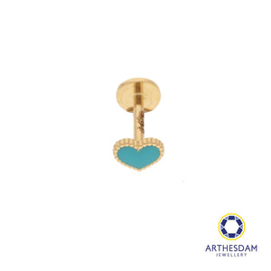 Arthesdam Jewellery 18K Gold Blue Heart Single Stud Earring (Flat-back)