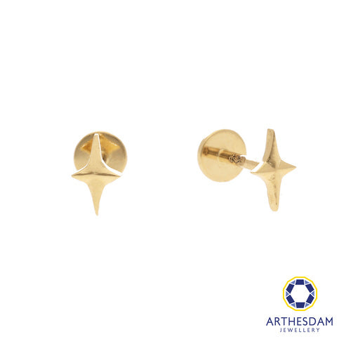 Arthesdam Jewellery 18K Gold Sparkle Star Earrings (Flat-back)