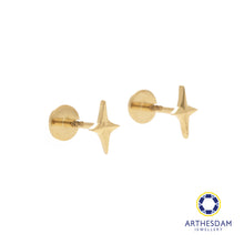 Load image into Gallery viewer, Arthesdam Jewellery 18K Gold Sparkle Star Earrings (Flat-back)
