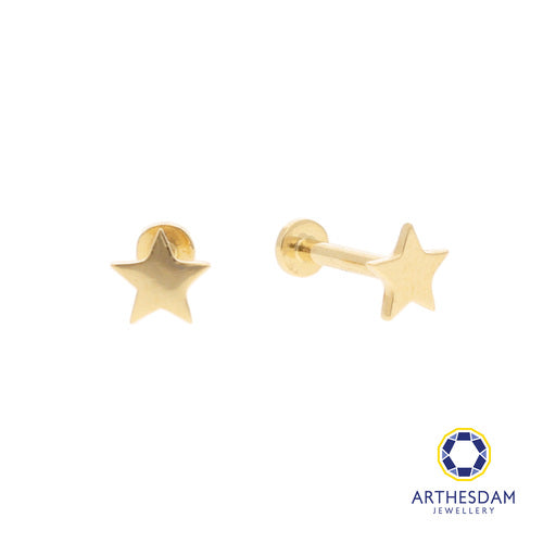 Arthesdam Jewellery 18K Gold Dainty Star Earrings (Flat-back)