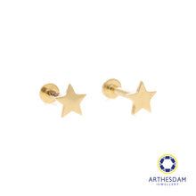 Load image into Gallery viewer, Arthesdam Jewellery 18K Gold Dainty Star Earrings (Flat-back)
