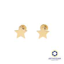 Load image into Gallery viewer, Arthesdam Jewellery 18K Gold Dainty Star Earrings (Flat-back)
