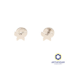 Load image into Gallery viewer, Arthesdam Jewellery 18K White Gold Dainty Butterfly Earrings (Flat-back)
