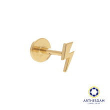 Load image into Gallery viewer, Arthesdam Jewellery 18K Gold Dainty Lightning Single Stud Earring (Flat-back)
