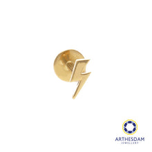 Load image into Gallery viewer, Arthesdam Jewellery 18K Gold Dainty Lightning Single Stud Earring (Flat-back)
