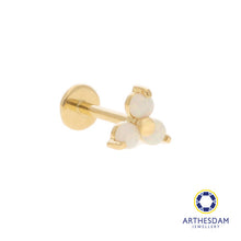 Load image into Gallery viewer, Arthesdam Jewellery 18K Gold Opal Trio Single Stud Earring (Flat-back)
