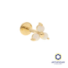 Load image into Gallery viewer, Arthesdam Jewellery 18K Gold Opal Trio Single Stud Earring (Flat-back)
