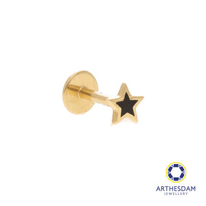 Arthesdam Jewellery 18K Gold Dainty Black Star Single Stud Earring (Flat-back)