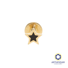 Load image into Gallery viewer, Arthesdam Jewellery 18K Gold Dainty Black Star Single Stud Earring (Flat-back)
