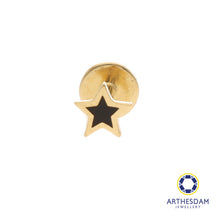 Load image into Gallery viewer, Arthesdam Jewellery 18K Gold Dainty Black Star Single Stud Earring (Flat-back)
