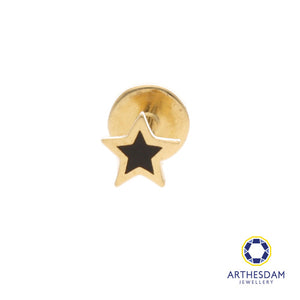 Arthesdam Jewellery 18K Gold Dainty Black Star Single Stud Earring (Flat-back)