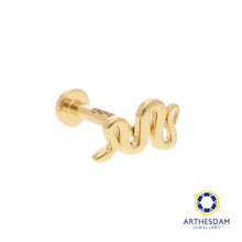 Load image into Gallery viewer, Arthesdam Jewellery 18K Gold Dainty Snake Single Stud Earrings (Flat-back)
