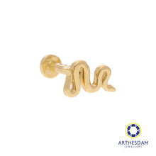 Load image into Gallery viewer, Arthesdam Jewellery 18K Gold Dainty Snake Single Stud Earrings (Flat-back)
