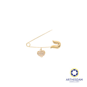 Arthesdam Jewellery 9K Yellow Gold Dangling Heart Brooch