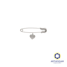 Load image into Gallery viewer, Arthesdam Jewellery 9K White Gold Dangling Heart Brooch
