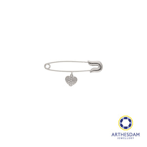 Arthesdam Jewellery 9K White Gold Dangling Heart Brooch
