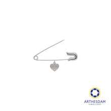 Load image into Gallery viewer, Arthesdam Jewellery 9K White Gold Dangling Heart Brooch
