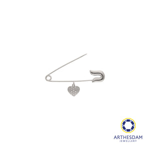 Arthesdam Jewellery 9K White Gold Dangling Heart Brooch