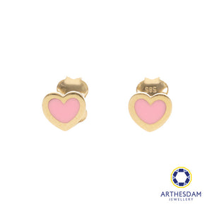 Arthesdam Jewellery 14K Gold Dainty Pink Heart Earrings