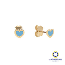 Load image into Gallery viewer, Arthesdam Jewellery 14K Gold Dainty Blue Heart Earrings
