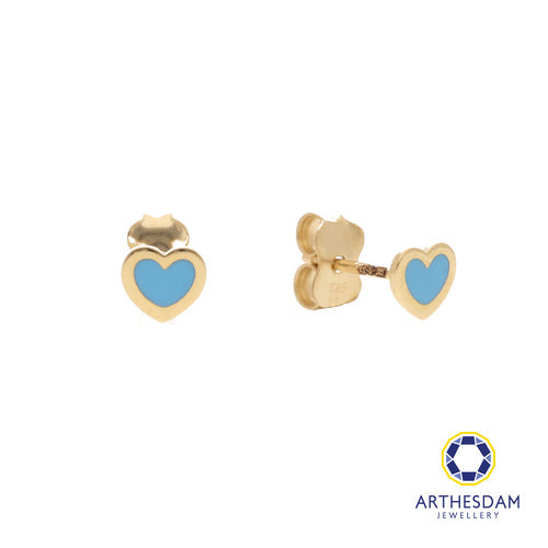 Arthesdam Jewellery 14K Gold Dainty Blue Heart Earrings