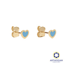 Load image into Gallery viewer, Arthesdam Jewellery 14K Gold Dainty Blue Heart Earrings
