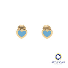 Load image into Gallery viewer, Arthesdam Jewellery 14K Gold Dainty Blue Heart Earrings
