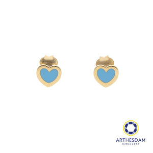 Arthesdam Jewellery 14K Gold Dainty Blue Heart Earrings