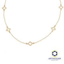 Load image into Gallery viewer, Arthesdam Jewellery 14K Gold Fancy Clover Outline Necklace
