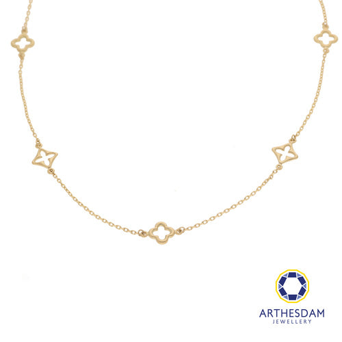 Arthesdam Jewellery 14K Gold Fancy Clover Outline Necklace