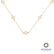 Load image into Gallery viewer, Arthesdam Jewellery 14K Gold Fancy Clover Outline Necklace
