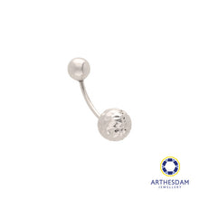 Load image into Gallery viewer, Arthesdam Jewellery 14K White Gold Open Faceted Round Navel Ring
