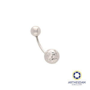 Arthesdam Jewellery 14K White Gold Open Faceted Round Navel Ring