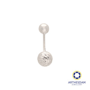 Arthesdam Jewellery 14K White Gold Open Faceted Round Navel Ring