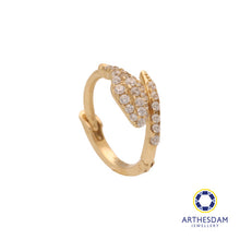 Load image into Gallery viewer, Arthesdam Jewellery 14K Gold Sparkling Snake Single Hoop Earring
