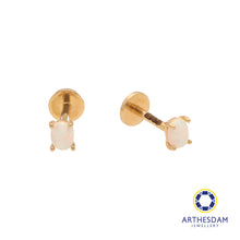 Load image into Gallery viewer, Arthesdam Jewellery 14K Gold Oval Opal Earrings (Flat-back)
