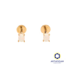 Load image into Gallery viewer, Arthesdam Jewellery 14K Gold Oval Opal Earrings (Flat-back)
